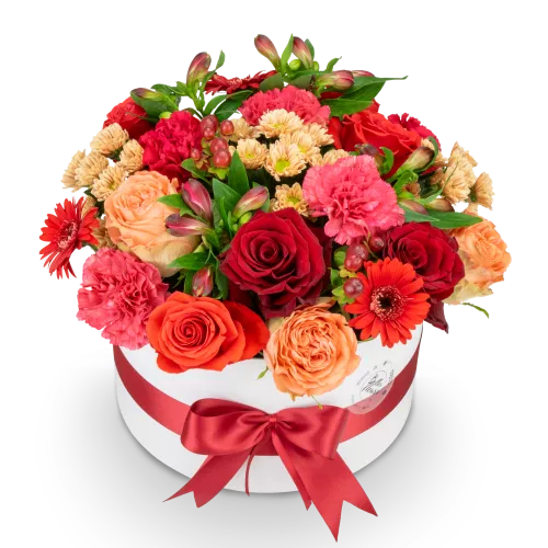 Box červených květin